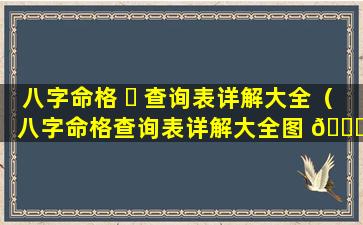 八字命格 ☘ 查询表详解大全（八字命格查询表详解大全图 🐞 ）